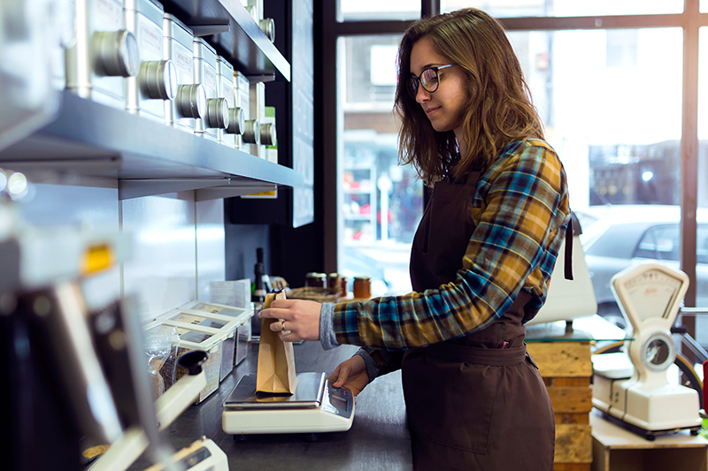 Shop attendant in tea store